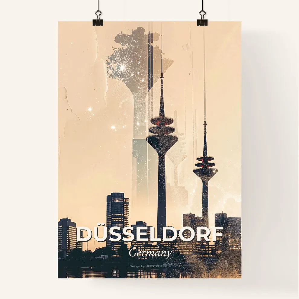 Düsseldorf Skyline Double Exposure Poster Art Poster