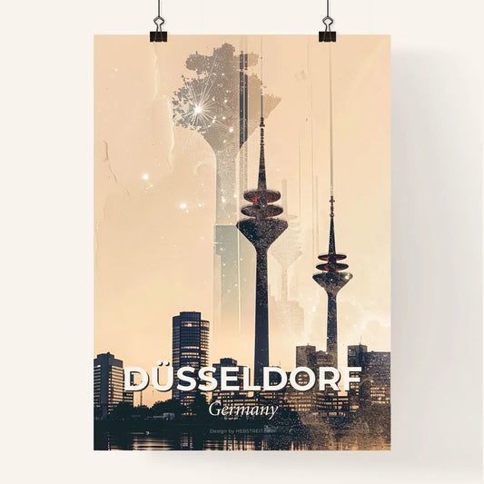 Düsseldorf Skyline Double Exposure Poster Art Poster