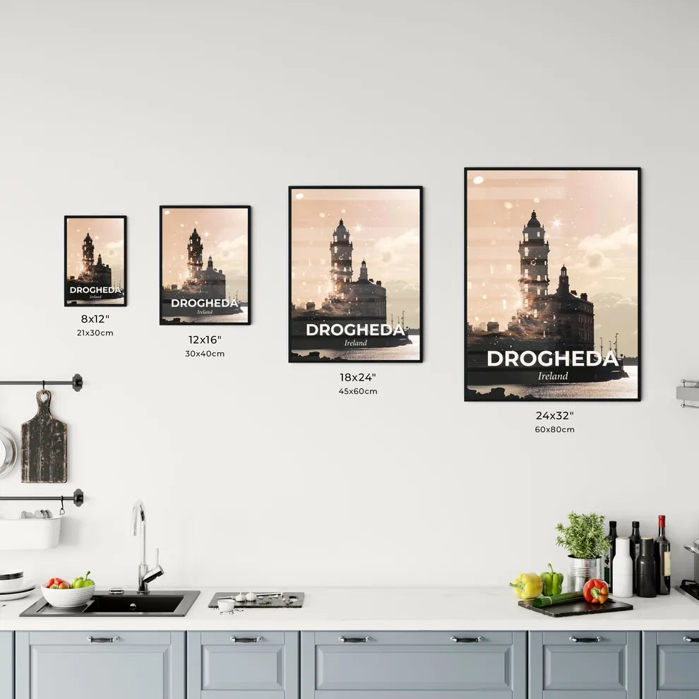 Drogheda Ireland Cityscape Double Exposure Poster Office Art