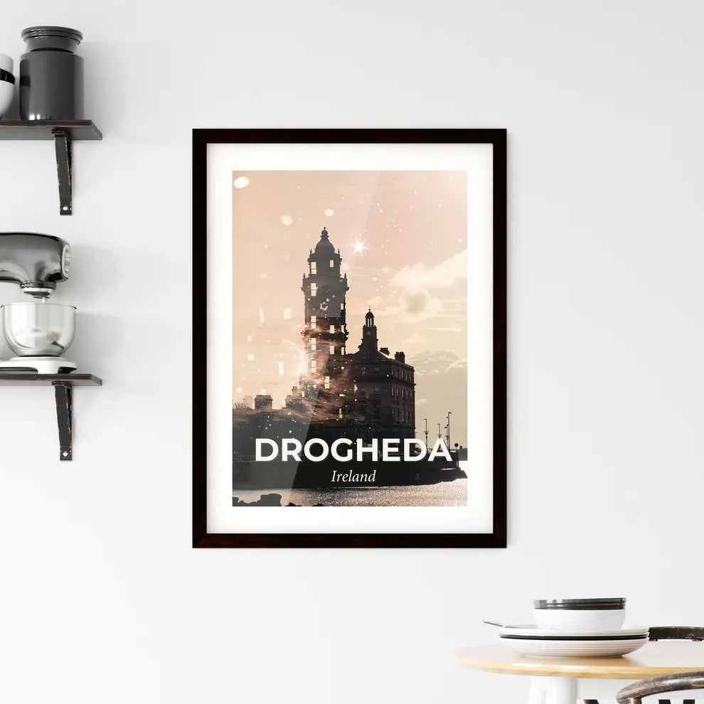 Drogheda Ireland Cityscape Double Exposure Poster Framed Print