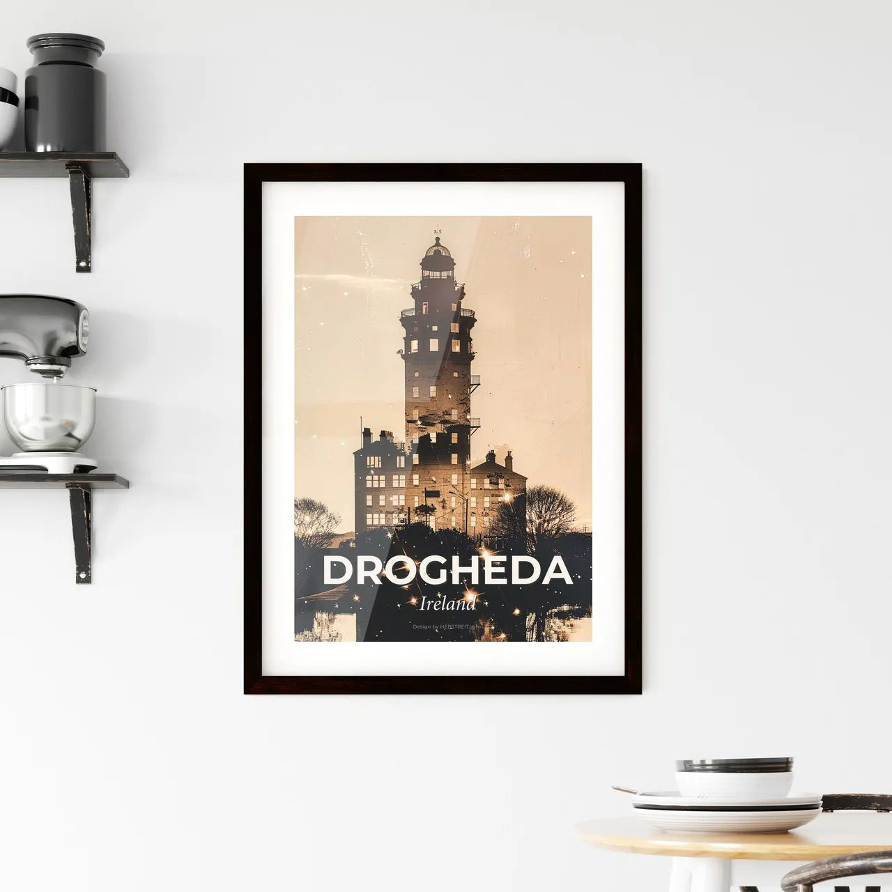 Drogheda City Skyline Double Exposure Silhouettes Poster Framed Print