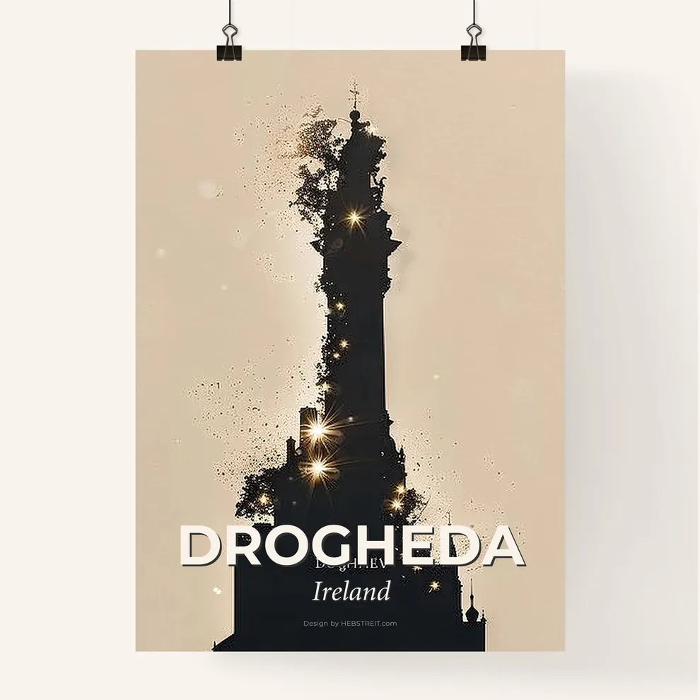 Drogheda City Lights Skyline Silhouette Poster Art Poster