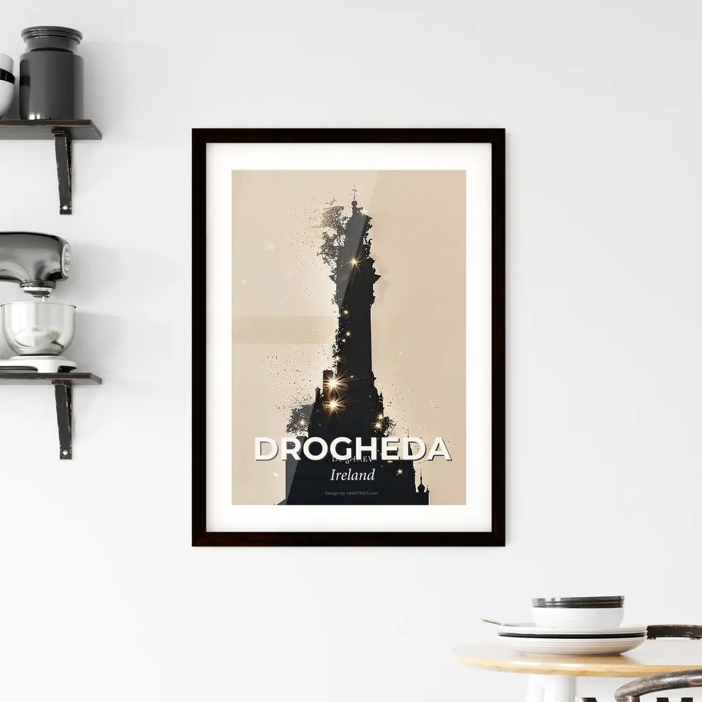 Drogheda City Lights Skyline Silhouette Poster Art Framed Print