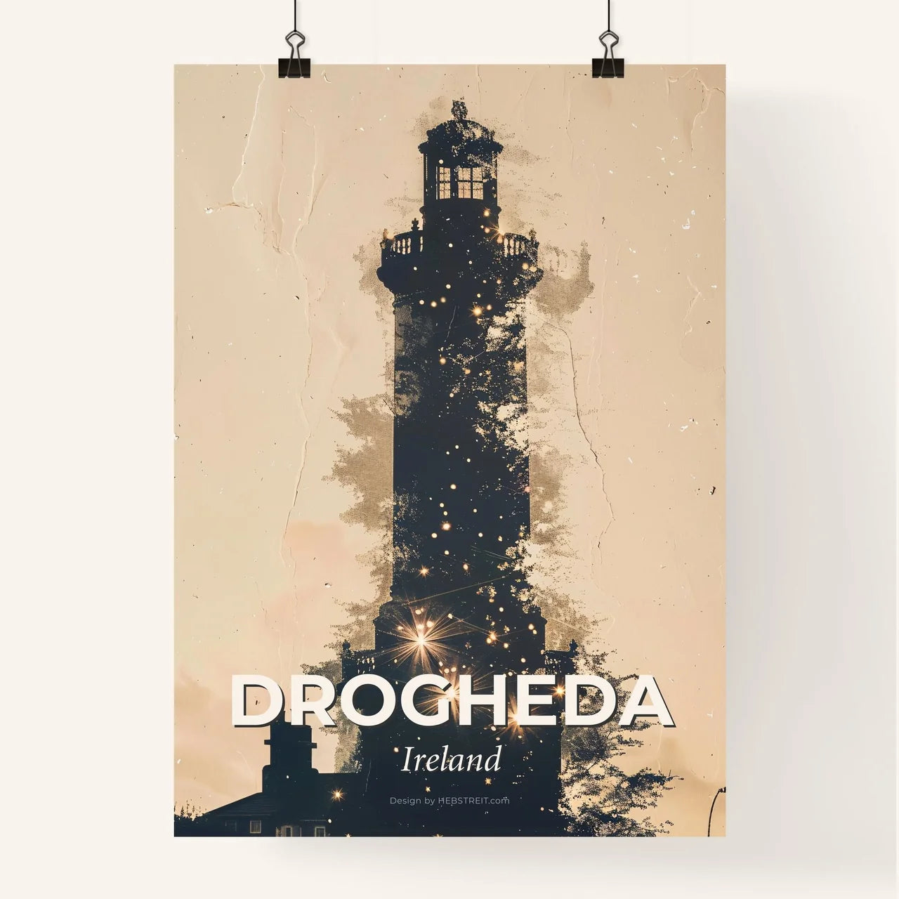 Drogheda Skyline Silhouette Double Exposure Poster Poster