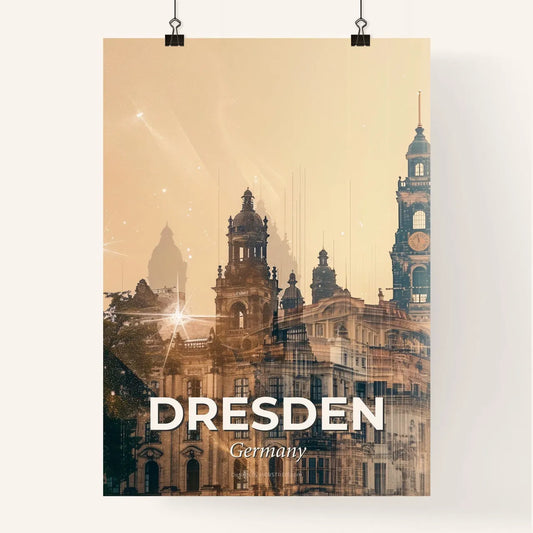 Dresden Skyline Double Exposure Art Poster Poster