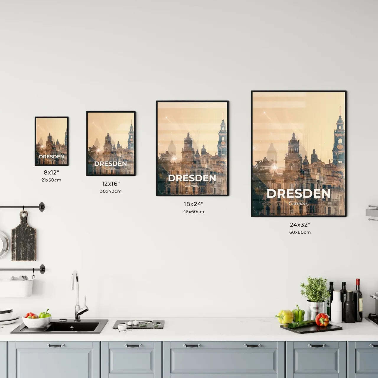 Dresden Skyline Double Exposure Art Poster Office Art