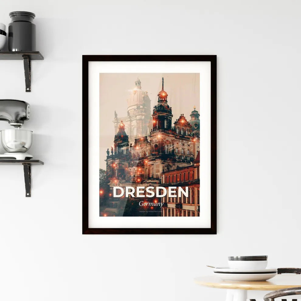 Dresden City Skyline Golden Glow Composite Poster Framed Print
