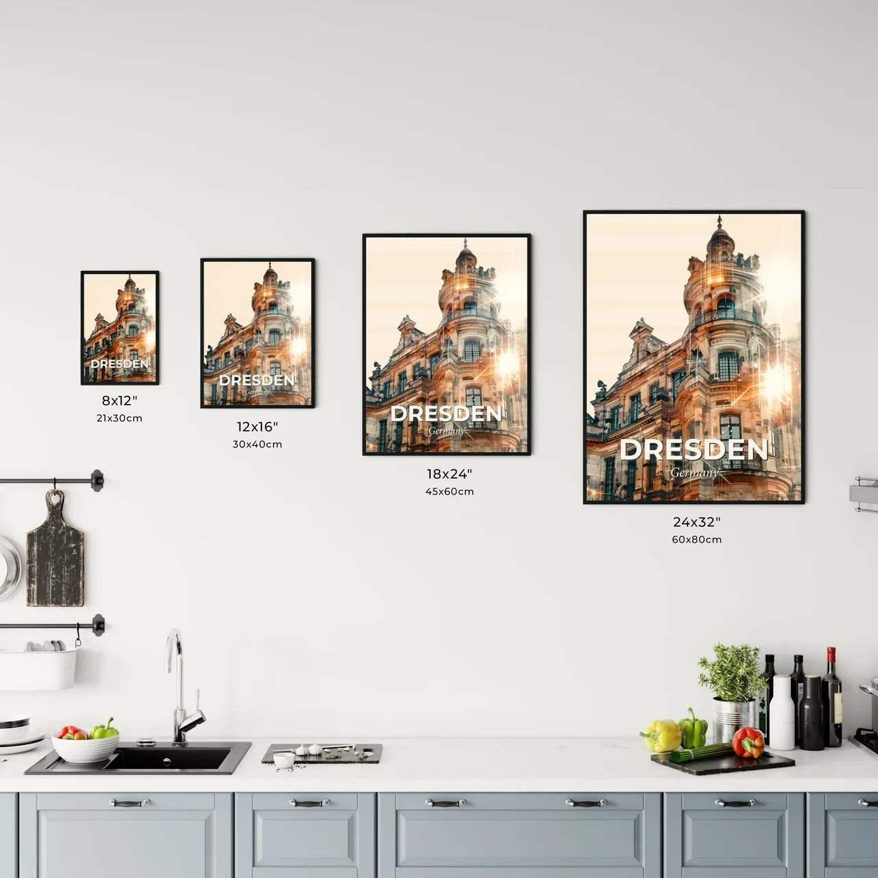 Dresden City Skyline Poster: Local Icons and Sparkles Office Art