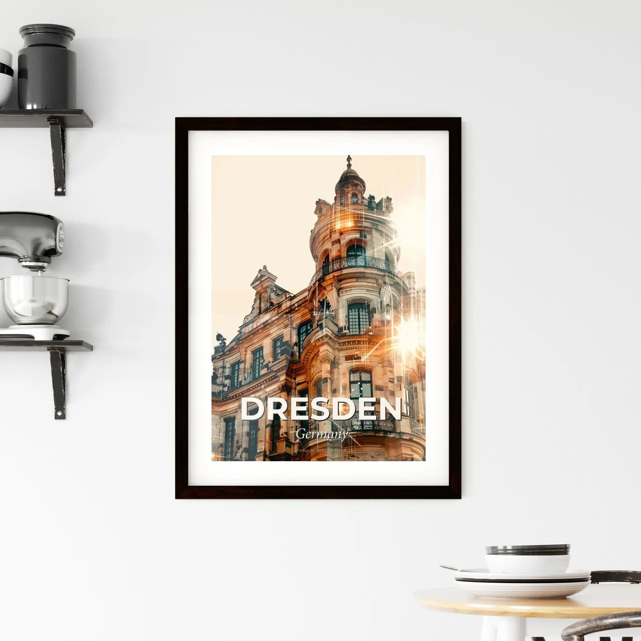 Dresden City Skyline Poster: Local Icons and Sparkles Framed Print