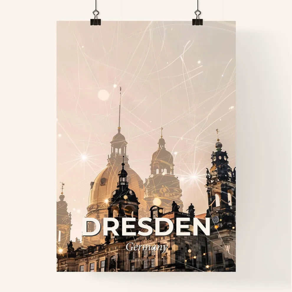 Dresden City Skyline Double Exposure Art Silhouette Poster Poster