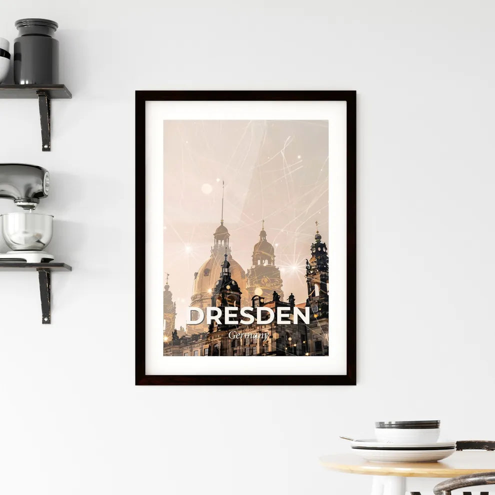 Dresden City Skyline Double Exposure Art Silhouette Poster Framed Print