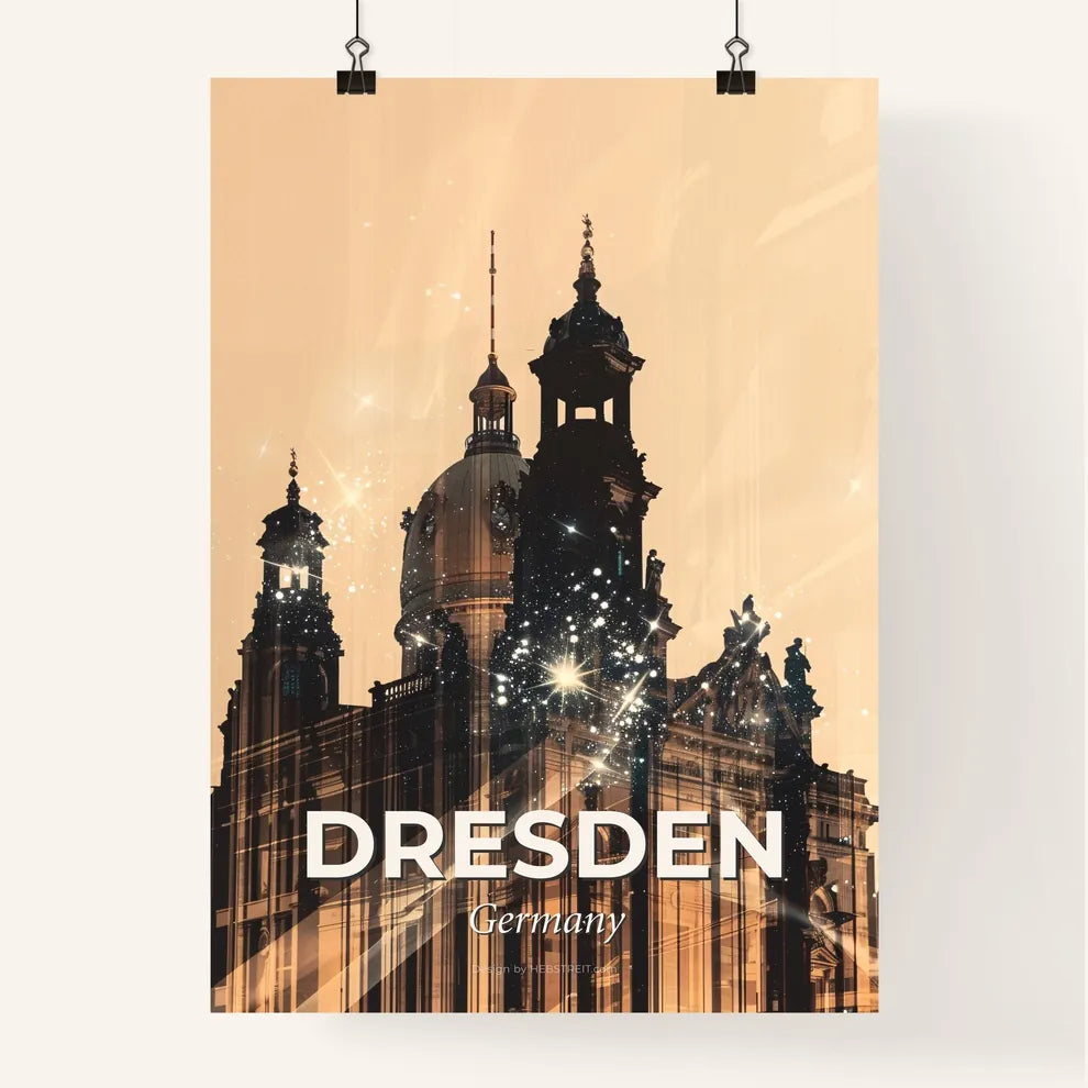 Dresden City Silhouette Composite Sparkles Art Poster Poster