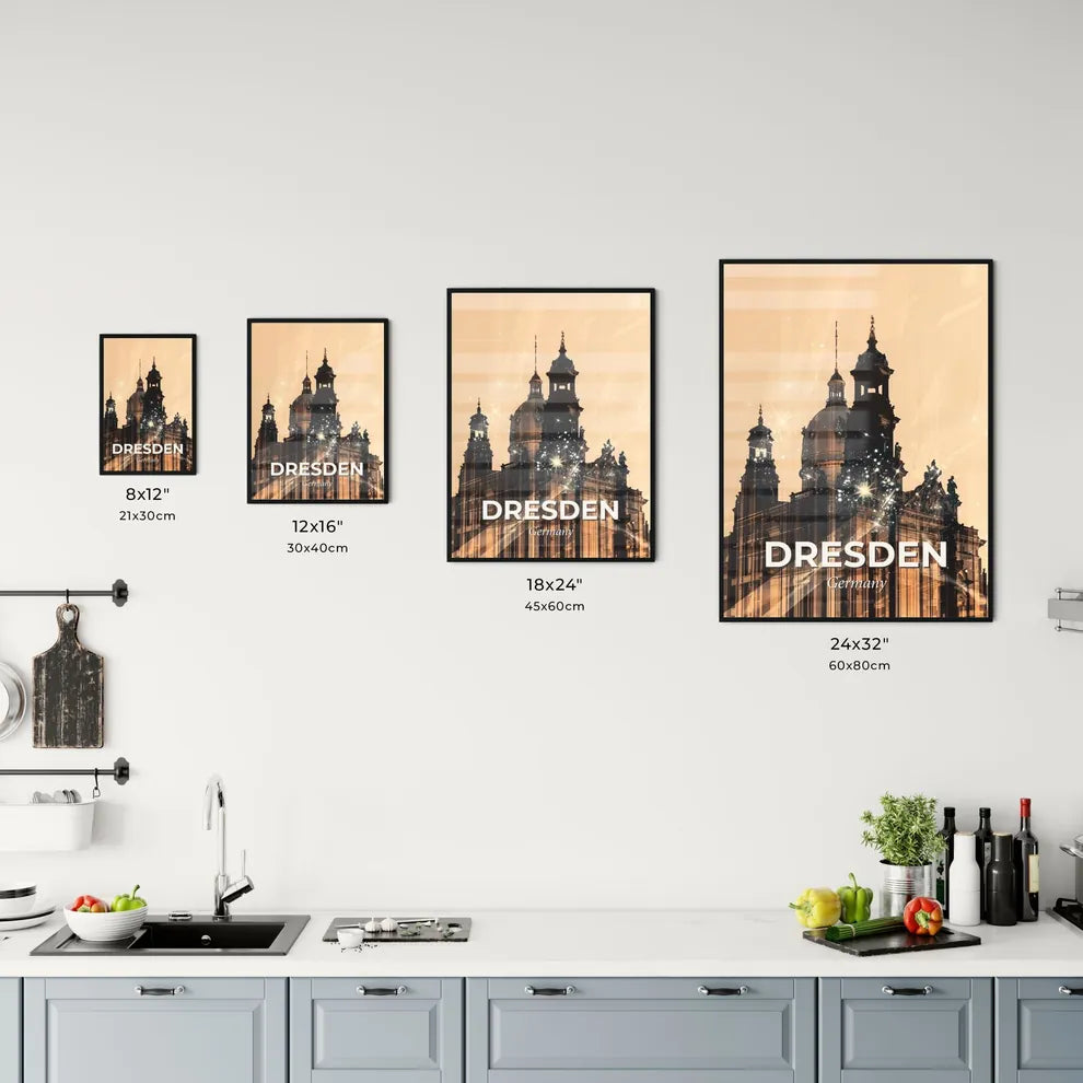 Dresden City Silhouette Composite Sparkles Art Poster Office Art