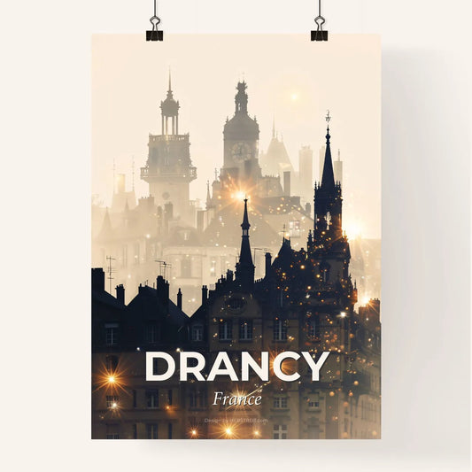 Drancy: Urban Skyline Composite, Bright Beige Poster Poster