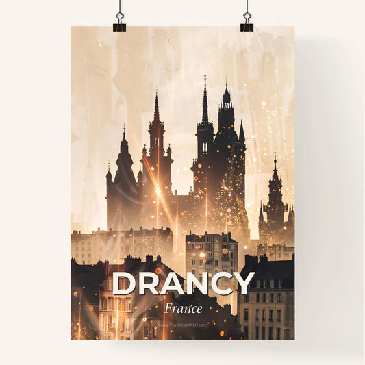 Drancy: Sparkles and Icons Skyline Art Poster