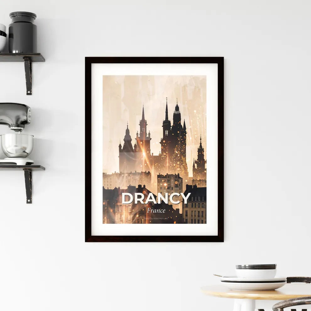 Drancy: Sparkles and Icons Skyline Art Framed Print