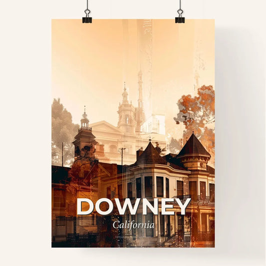 Downey City Skyline Silhouette Composite Poster