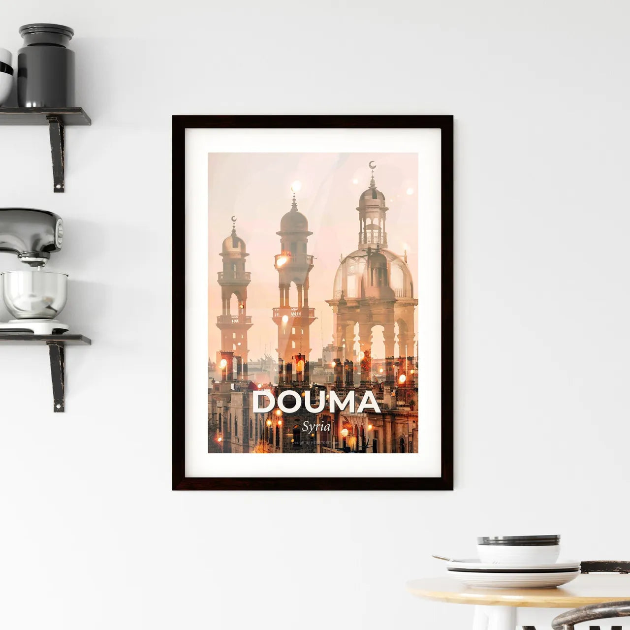 Douma City Skyline Double Exposure Art Print Decor Framed Print