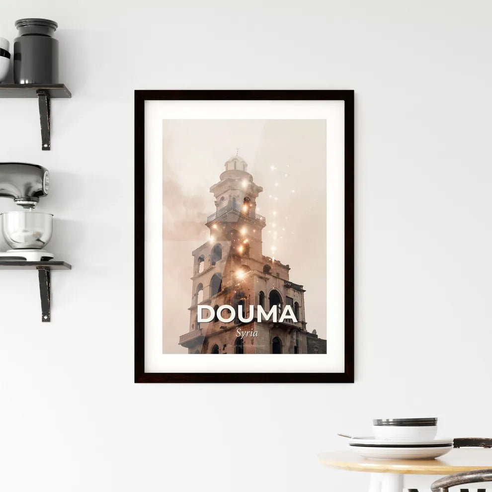 Douma, Syria: Architectural Symphony in Double Exposure Framed Print