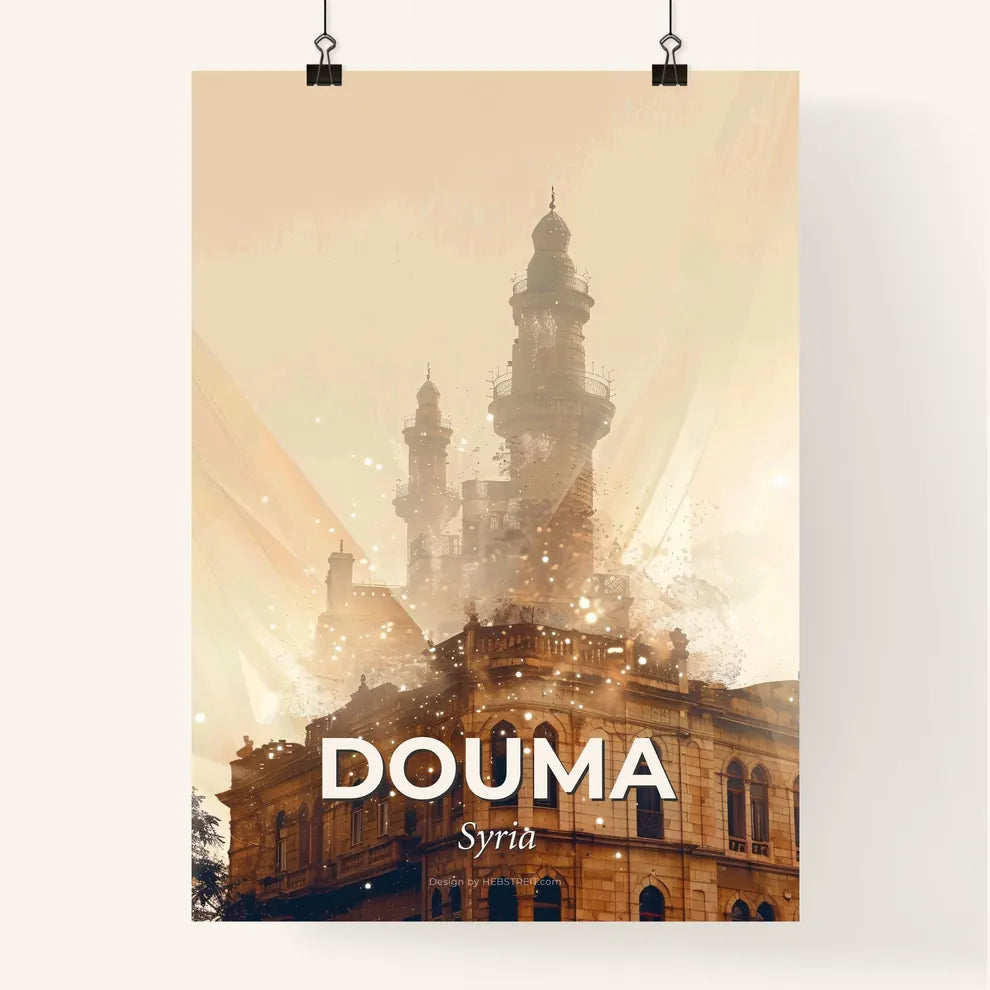 Douma Cityscape Skyline Artwork Bright Pastel Poster