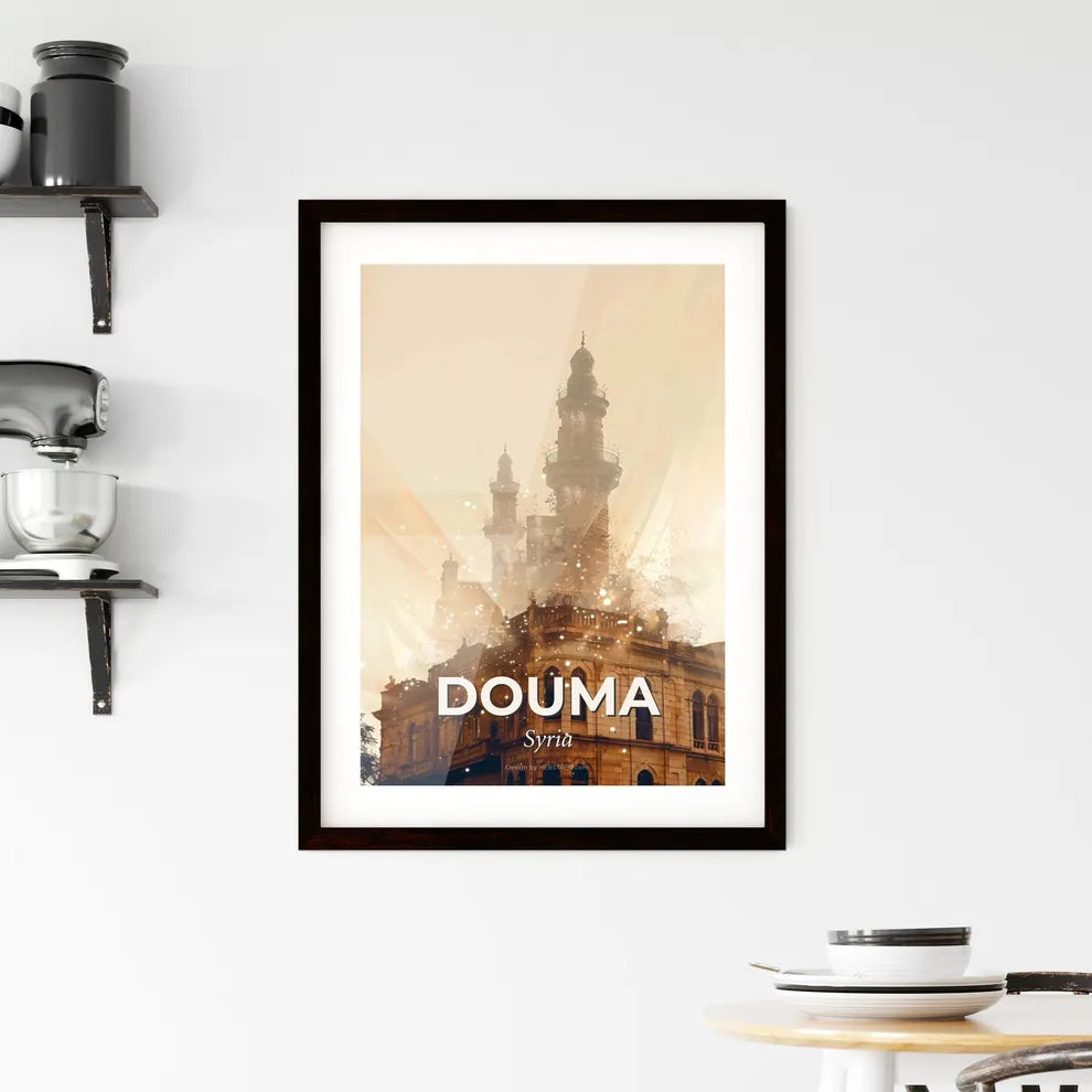 Douma Cityscape Skyline Artwork Bright Pastel Framed Print