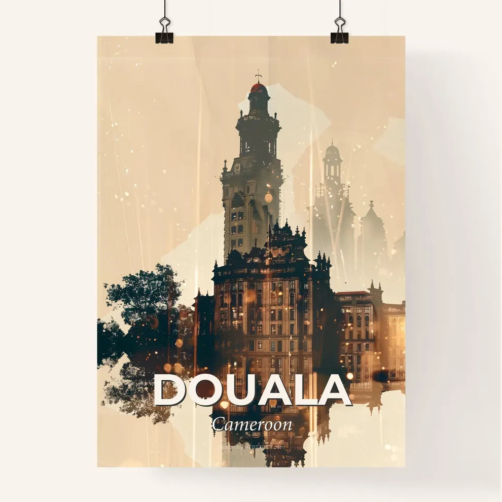 Douala City Lights Skyline Canvas Art Poster