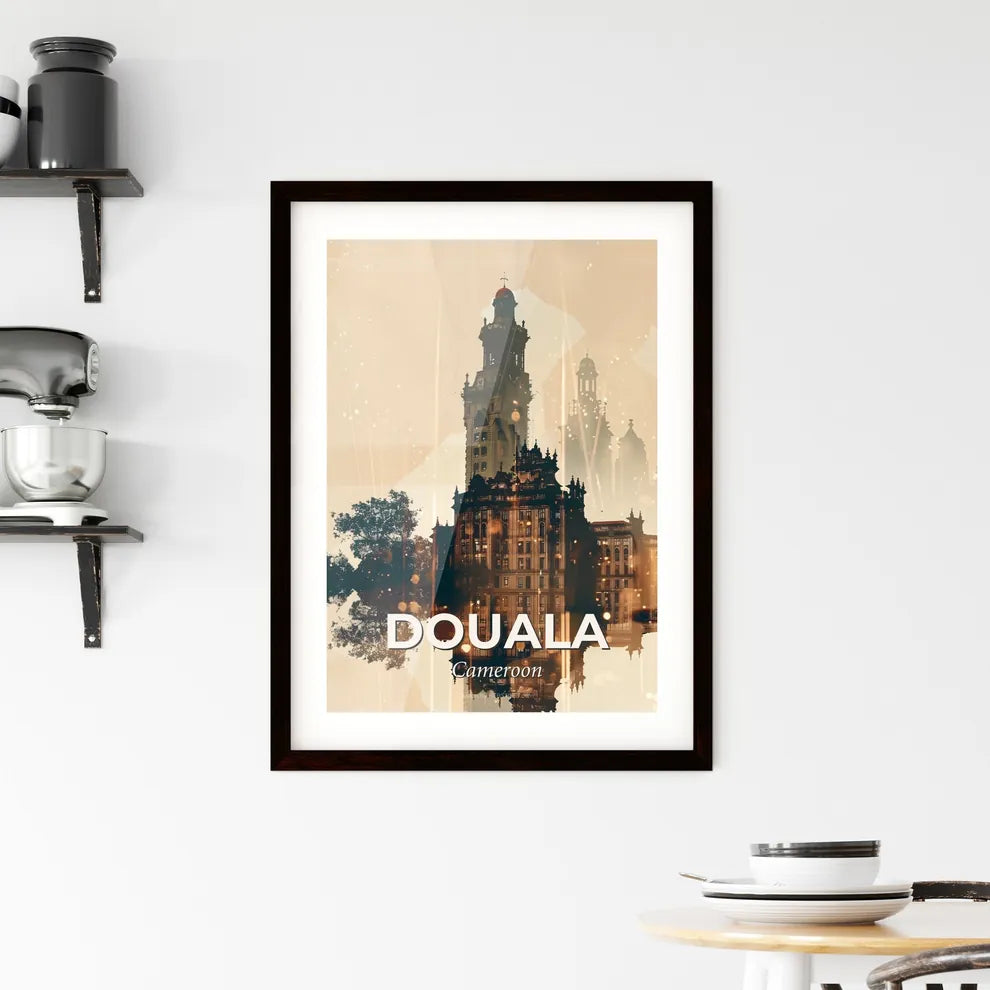 Douala City Lights Skyline Canvas Art Framed Print