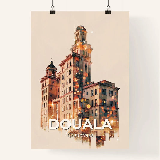 Douala Skyline Double Exposure Art Print Poster