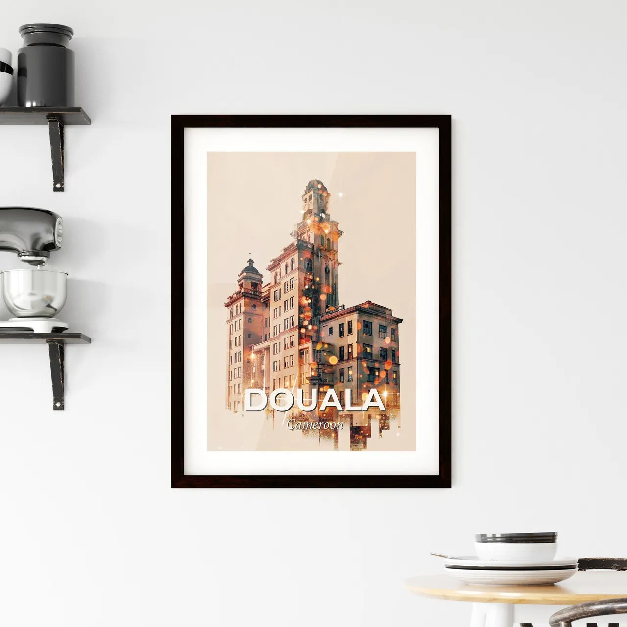 Douala Skyline Double Exposure Art Print Framed Print