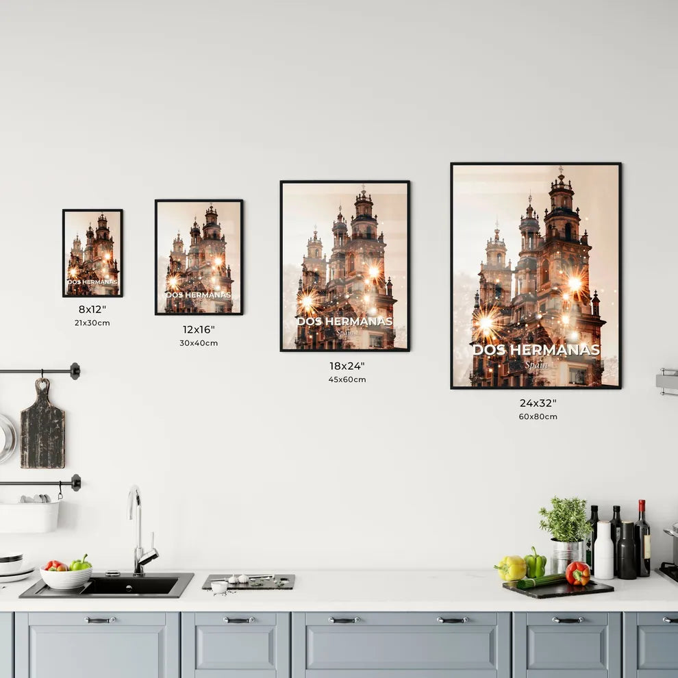 Dos Hermanas Skyline Art: Beige Dream with Sparkles Office Art