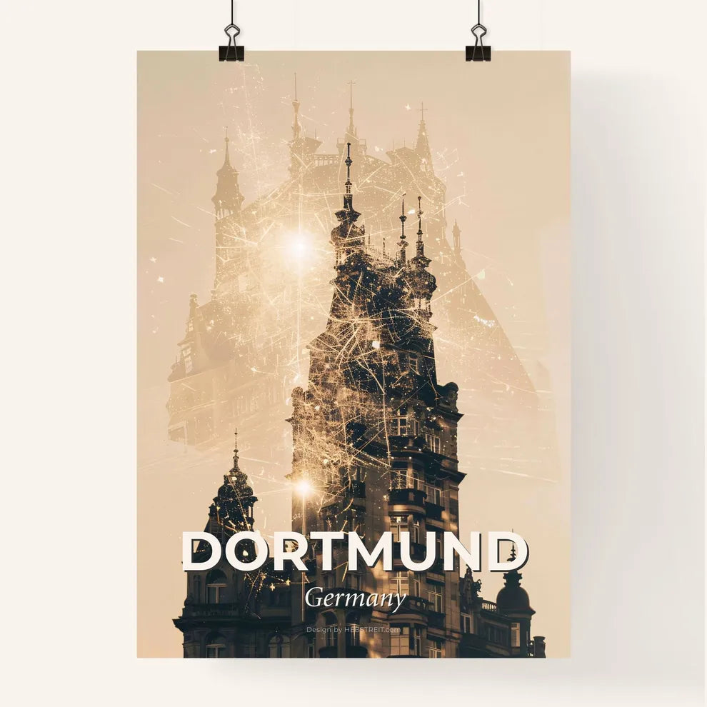 Dortmund: Double Exposure Skyline Art Poster