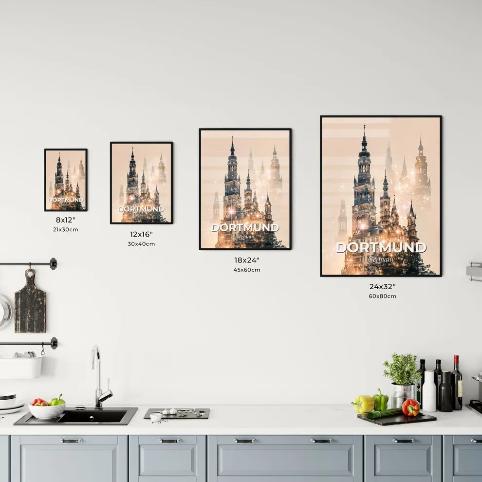 Dortmund City Skyline Double Exposure Poster Art Office Art