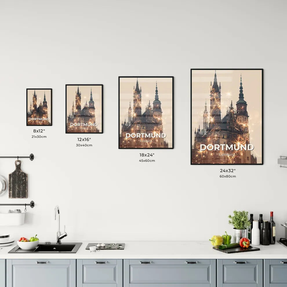 Dortmund City Icons Skyline on Beige Office Art