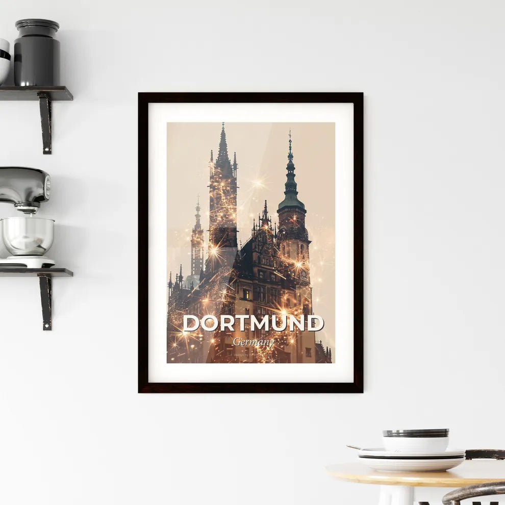 Dortmund City Icons Skyline on Beige Framed Print