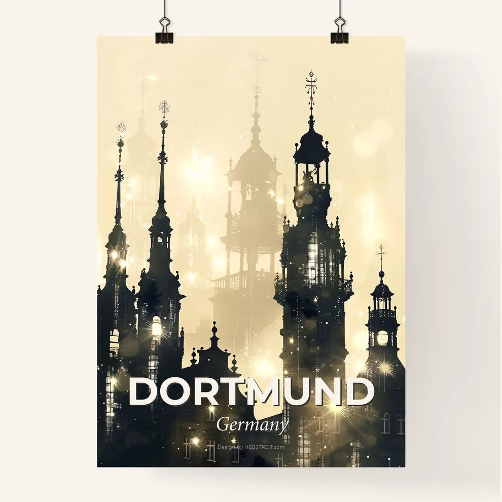 Dortmund Skyline Double Exposure Art Poster Poster