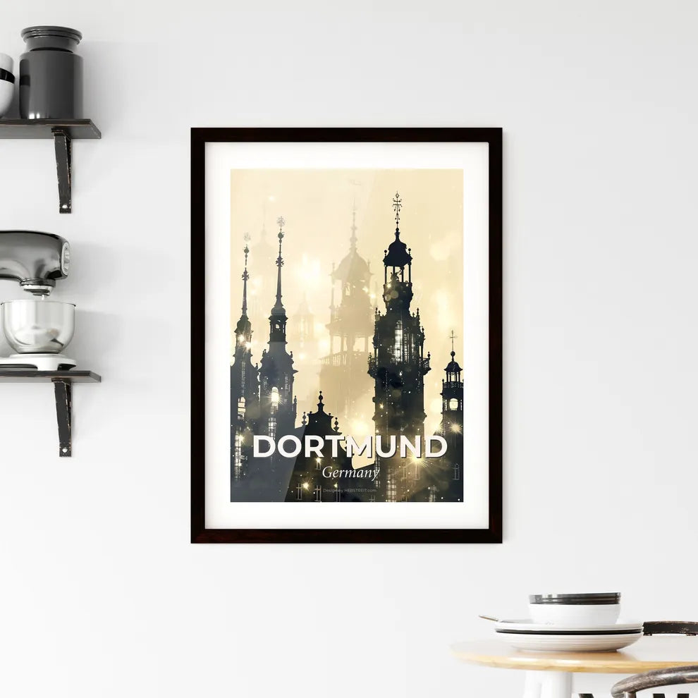 Dortmund Skyline Double Exposure Art Poster Framed Print
