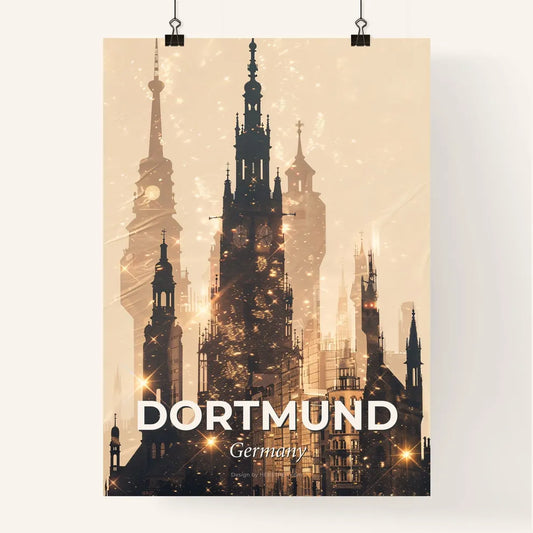 Dortmund City Skyline Double Exposure Art Poster Poster