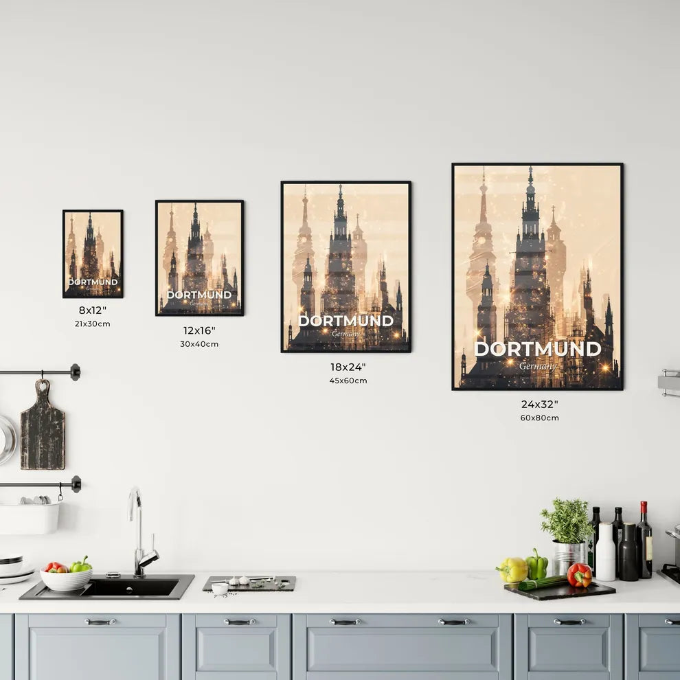 Dortmund City Skyline Double Exposure Art Poster Office Art