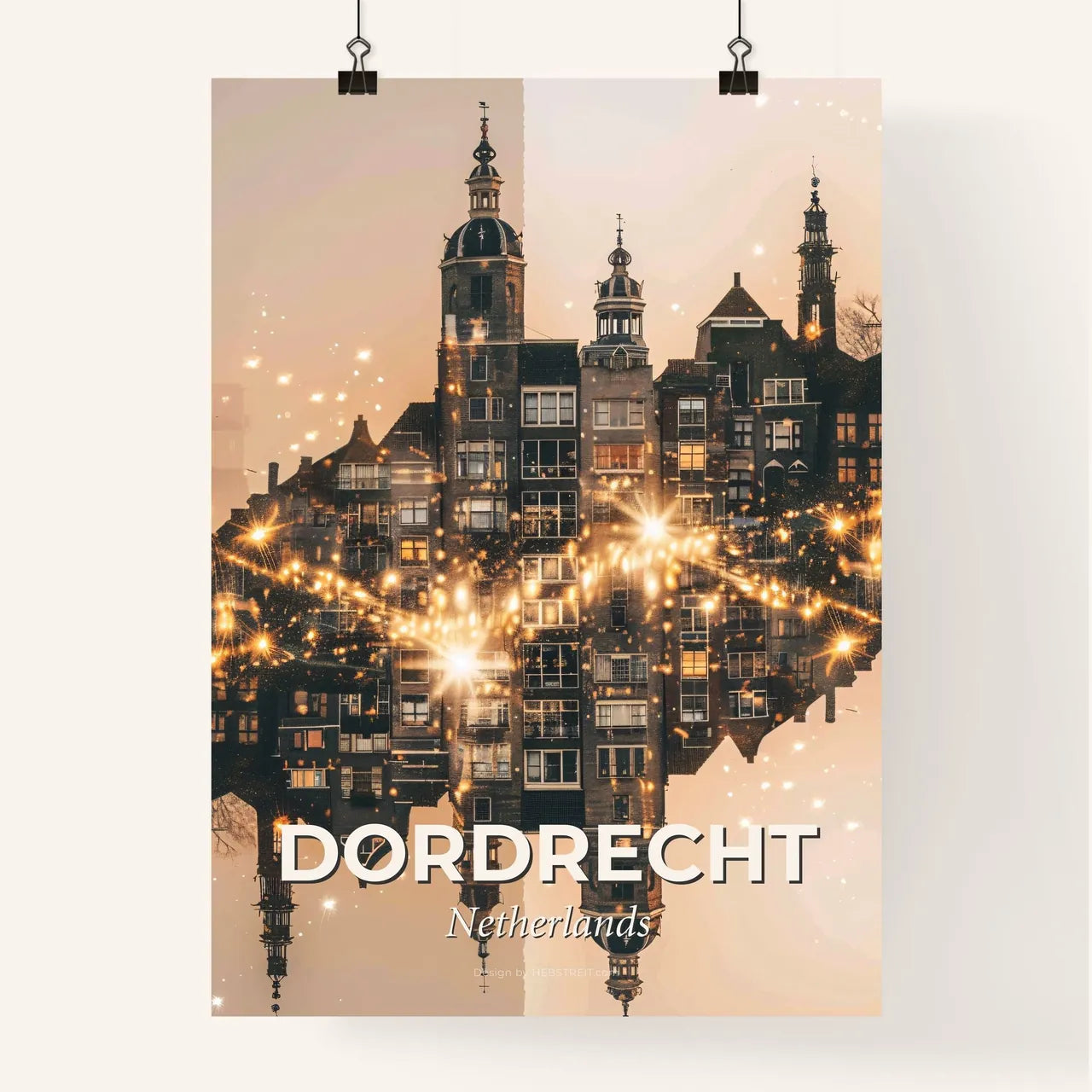 Dordrecht Skyline Double Exposure Cityscape Poster