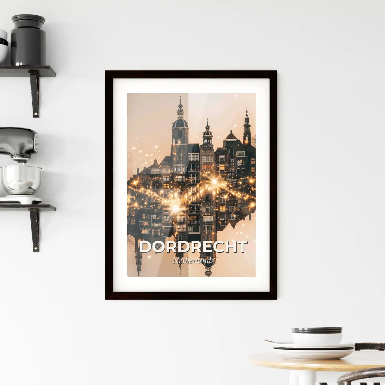 Dordrecht Skyline Double Exposure Cityscape Framed Print