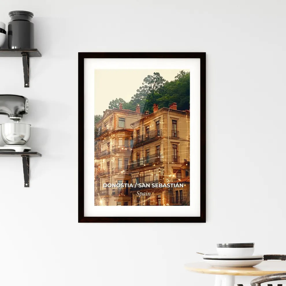 San Sebastian Skyline Composite Art Poster Framed Print