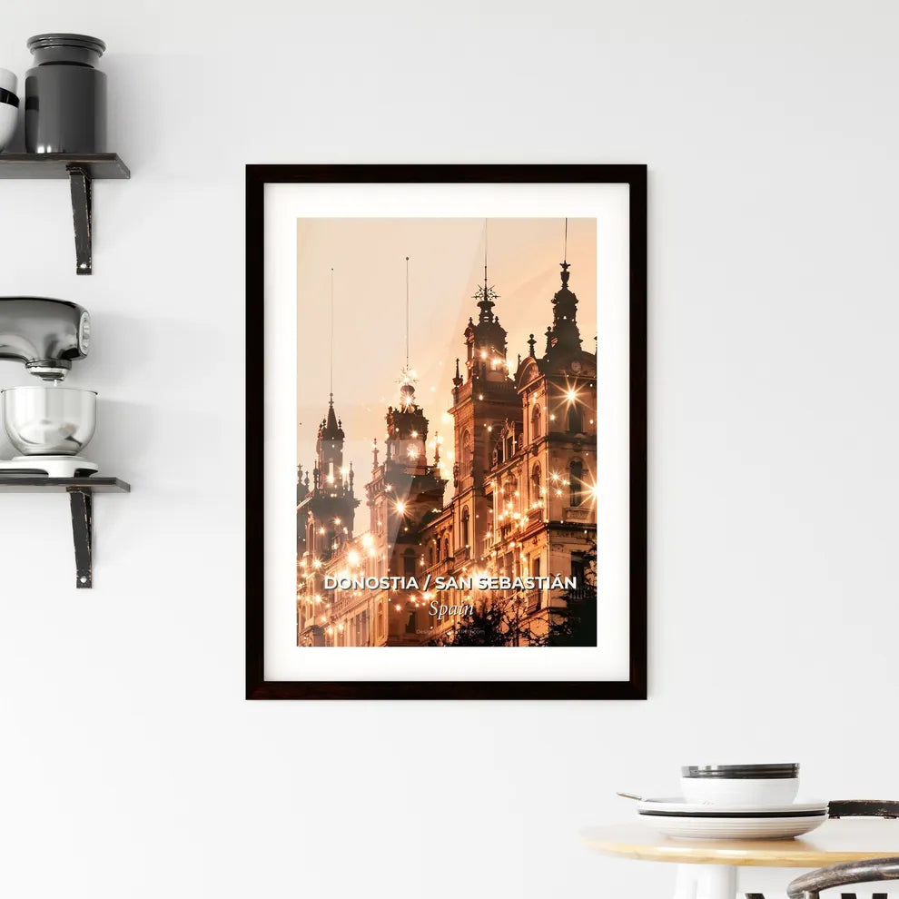 Donostia Skyline Double Exposure Art Poster Framed Print