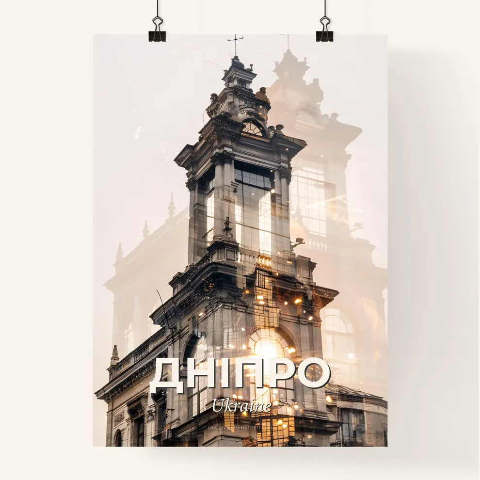 Dnipro Splendor: Double Exposure Skyline Art Poster