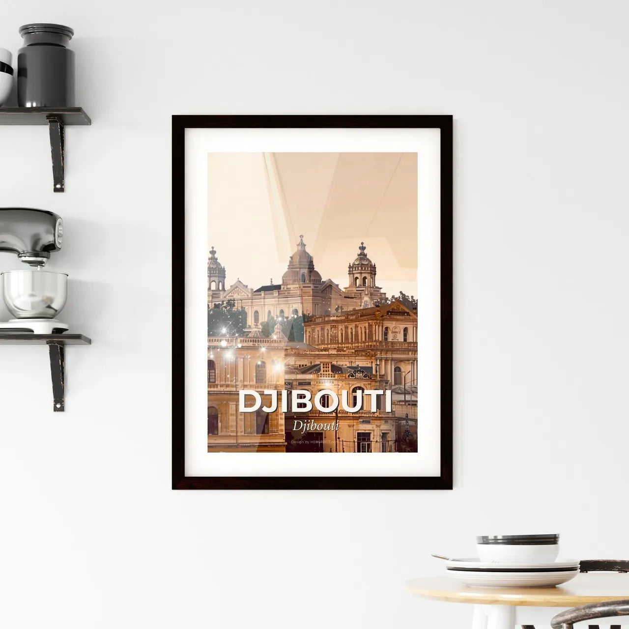 Djibouti City Vibrant Architecture Silhouette Art Framed Print