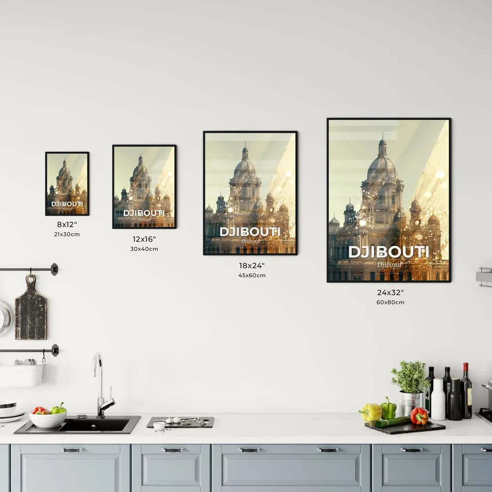 Djibouti Skyline Modern Minimalist Beige Print Office Art