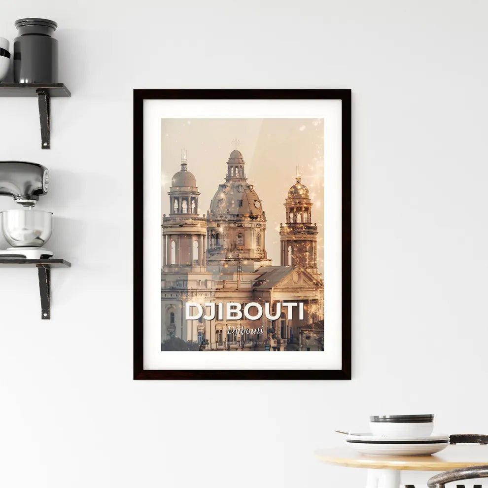 Djibouti Skyline Cityscape Vibrant Art Poster Framed Print