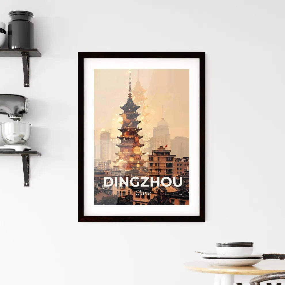 Dingzhou Skyline Composite Art Poster Framed Print