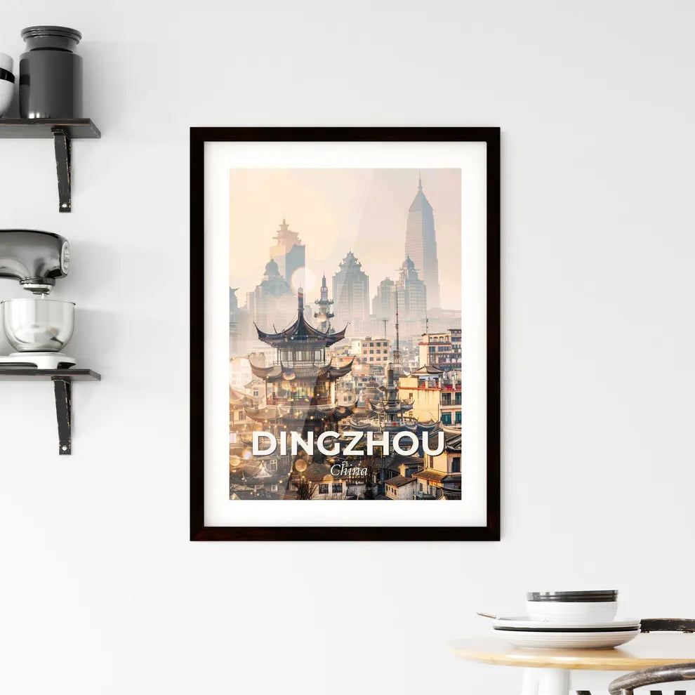 Dingzhou: Local Icons Skyline Art Poster Framed Print