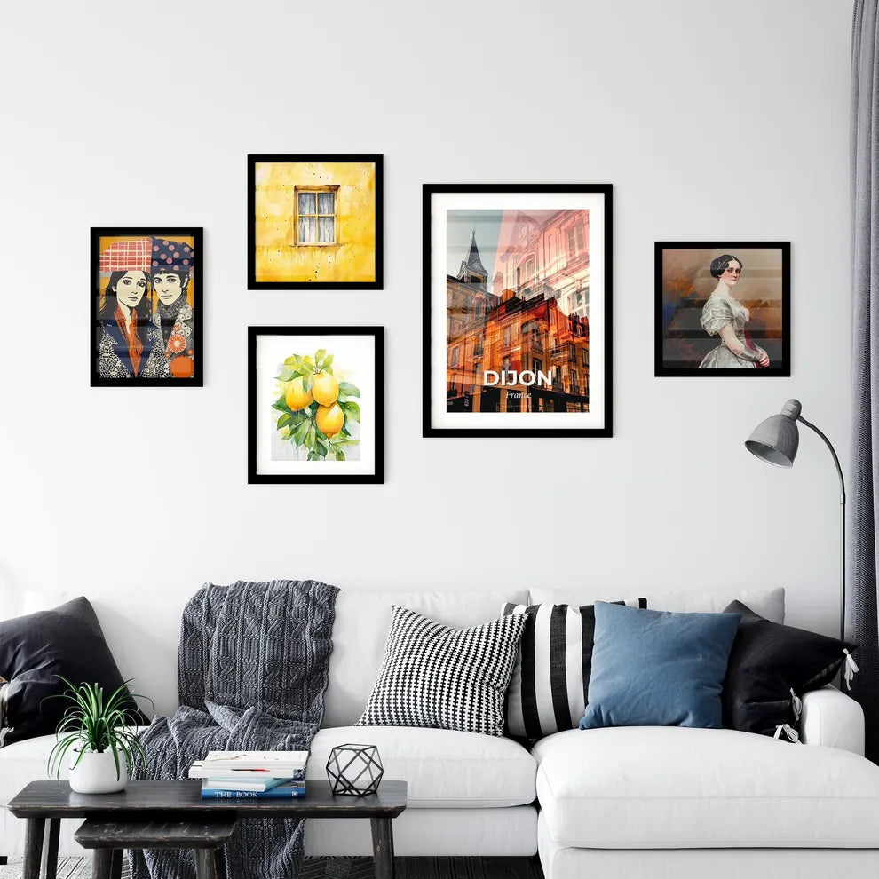 Dijon Double Exposure Skyline Art Poster Wall Art