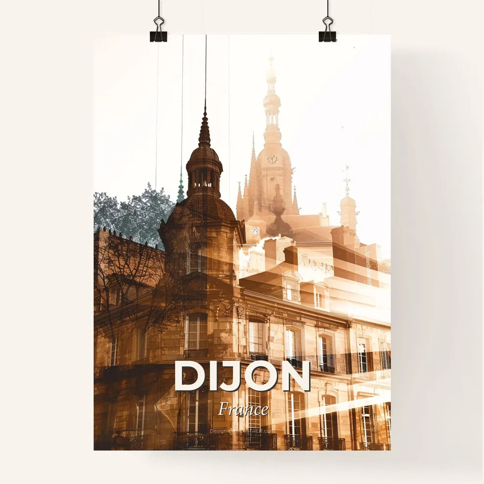 Dijon Skyline Double Exposure Composite Art Poster Poster